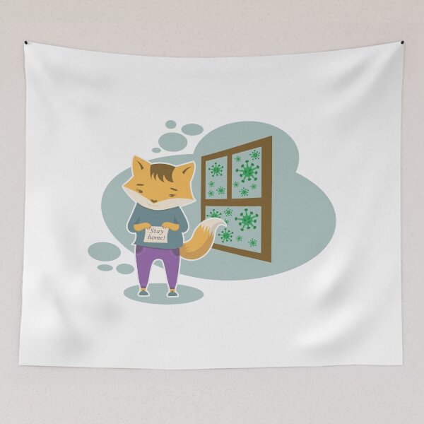 Item preview, Foxy says: Stay home designed and sold by Iryna Pakhomova.