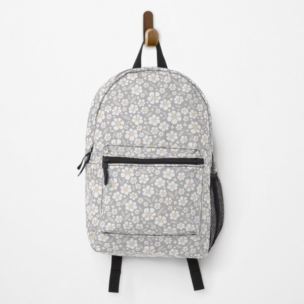 Item preview, White flowers repeated pattern grey designed and sold by Riga Sutherland.