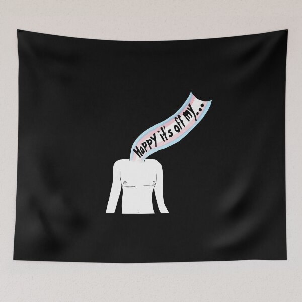 Item preview, Happy It's off My...Chest (Black Outline w/ Flag) designed and sold by SimplyPride.