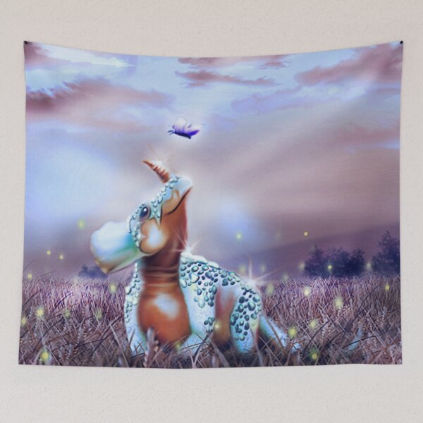 Item preview, Unisaur (centrosaurus) Unicorn in a wheat field at Dusk  designed and sold by iduzarts.