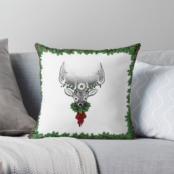 The Yule Stag Throw Pillow