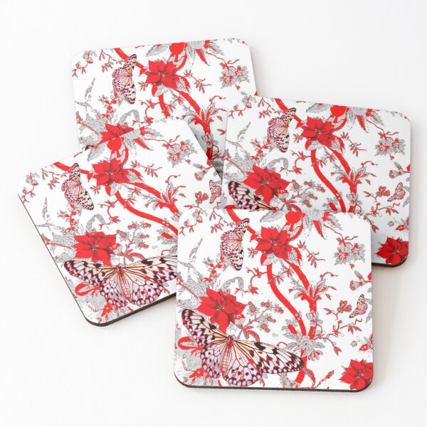 Item preview, EXOTIC REDWHITE GARDEN & BUTTERFLIES ABSTRACT ART designed and sold by sharlesart.