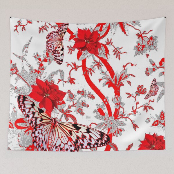 Item preview, EXOTIC REDWHITE GARDEN & BUTTERFLIES ABSTRACT ART designed and sold by sharlesart.
