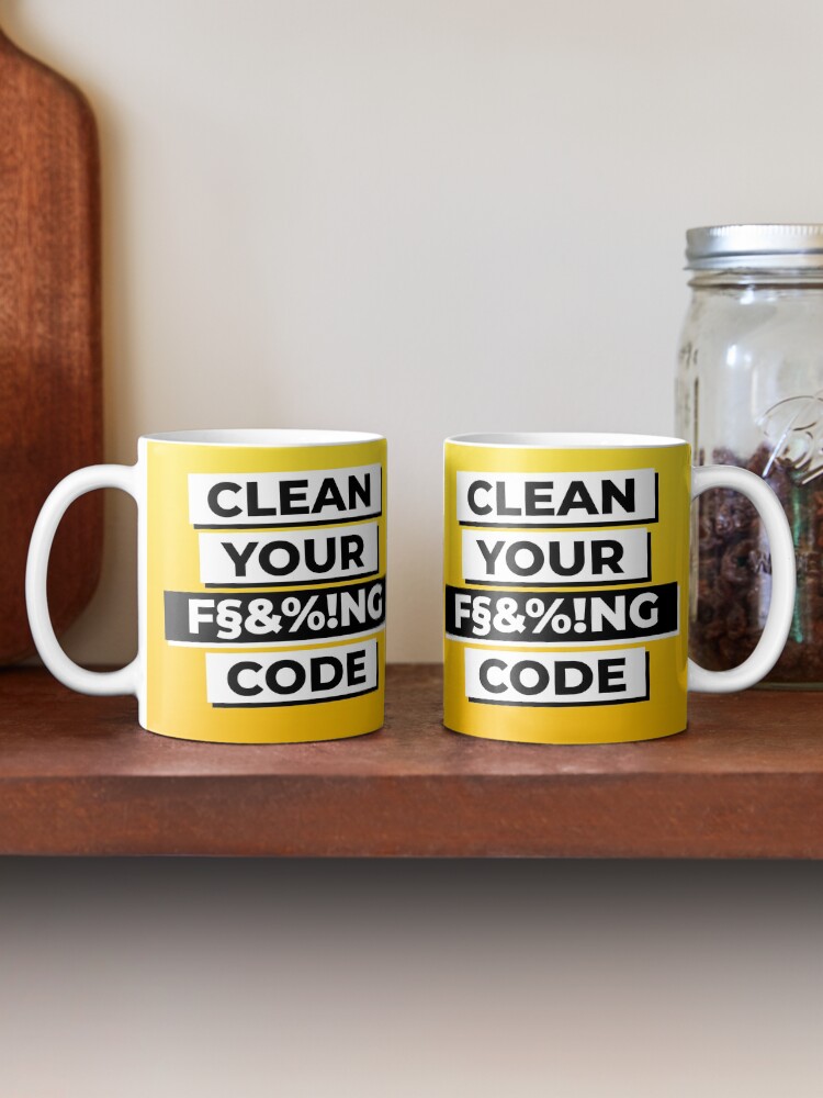 Thumbnail 2 von 6, Kaffeebecher, CLEAN YOUR F§&%!NG CODE designt und verkauft von kode-on-kanvas.