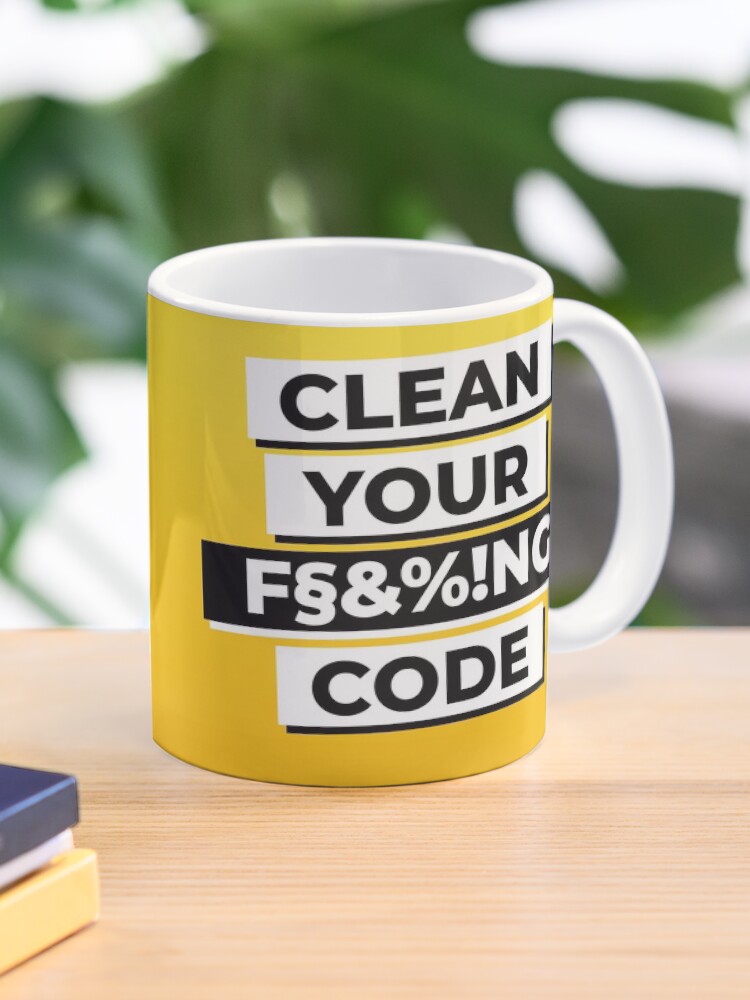 Thumbnail 1 von 6, Kaffeebecher, CLEAN YOUR F§&%!NG CODE designt und verkauft von kode-on-kanvas.