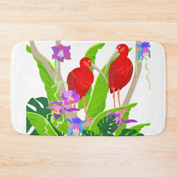 Item preview, Scarlet ibis in tropical flowers designed and sold by orangerinka.