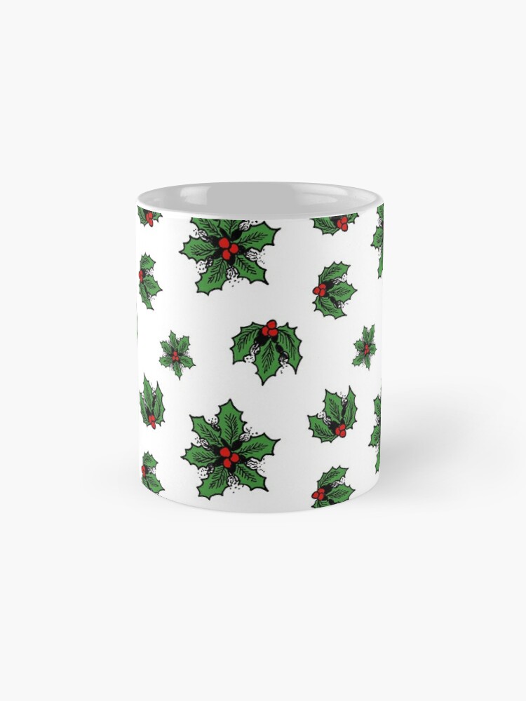 Thumbnail 4 of 6, Coffee Mug, Winter Holly, White designed and sold by NoddingViolet.