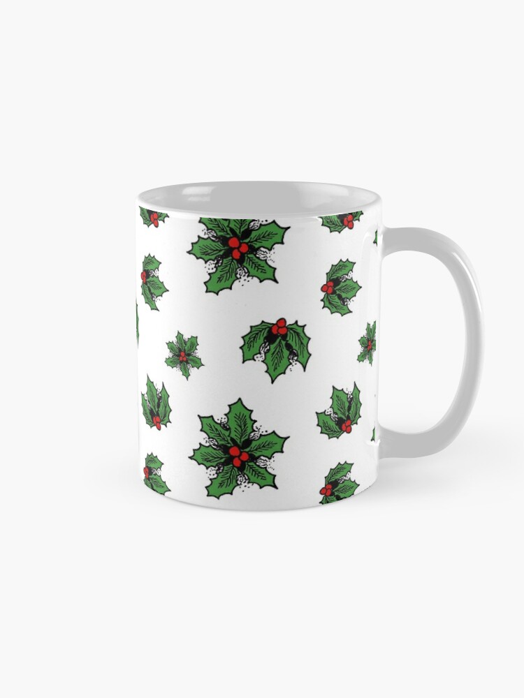 Coffee Mug, Winter Holly, White designed and sold by NoddingViolet