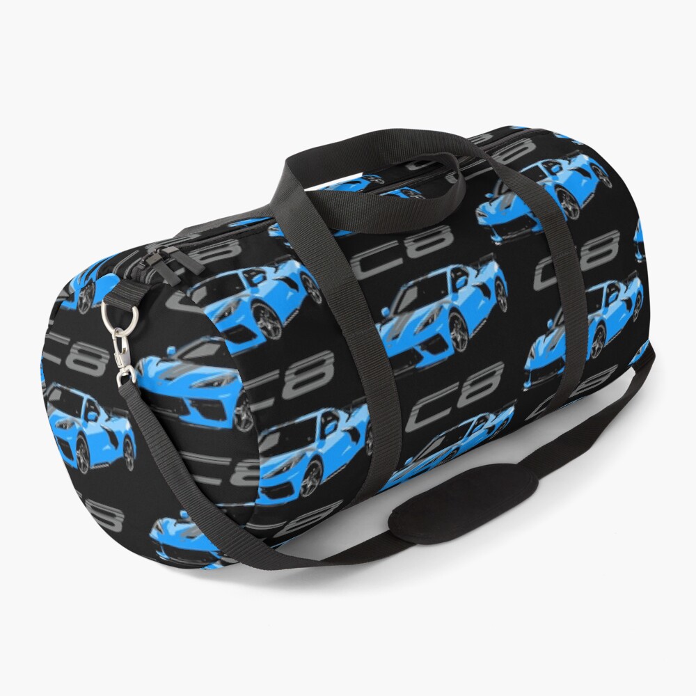 Blue Chevy Corvette C8 Mid Engine Duffle Bag