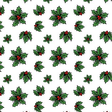 Artwork thumbnail, Winter Holly Socks, Black by NoddingViolet