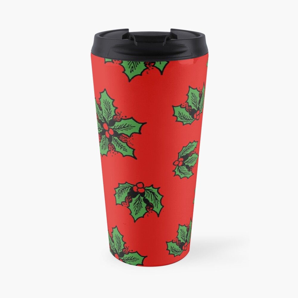 Winter Holly, Red Travel Coffee Mug