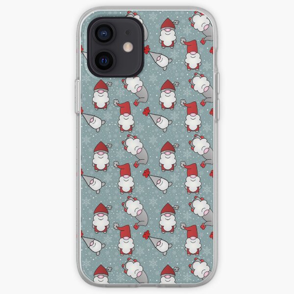 Red / Grey Gnome Christmas Pattern iPhone Soft Case