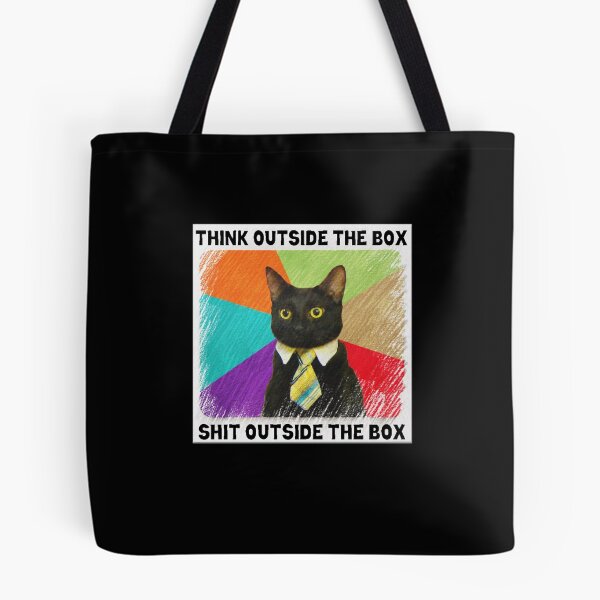 Item preview, Think Outside The Box Shit Outside The Box - Business Cat Meme designed and sold by Lenny Stahl.