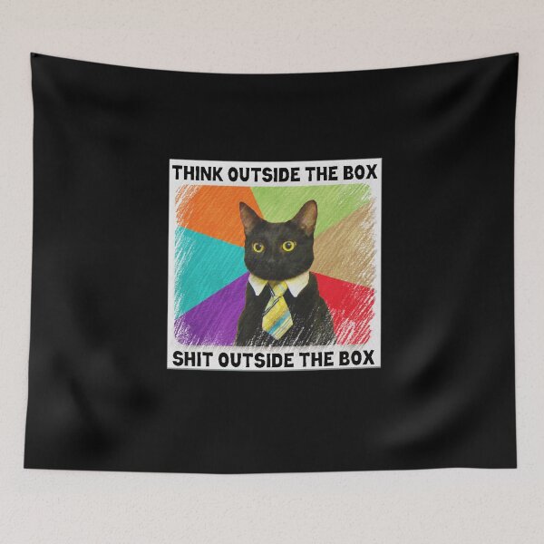 Item preview, Think Outside The Box Shit Outside The Box - Business Cat Meme designed and sold by Lenny Stahl.