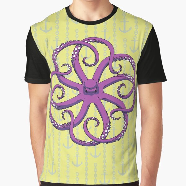 Hypnotic Octopus Purple & Anchors Graphic T-Shirt