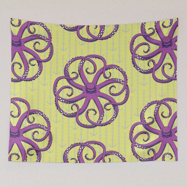 Aperçu de l'œuvre Hypnotic Octopus Purple & Ancres créée et vendue par Vorgus.