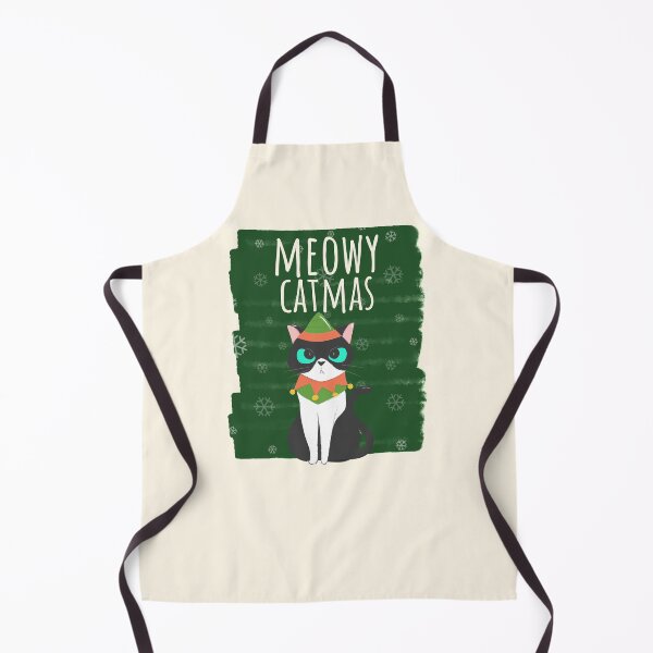 Item preview, Meowy Catmas Christmas Christmask Festive Black And White Elf Santa Cat  designed and sold by Sunny Collections.
