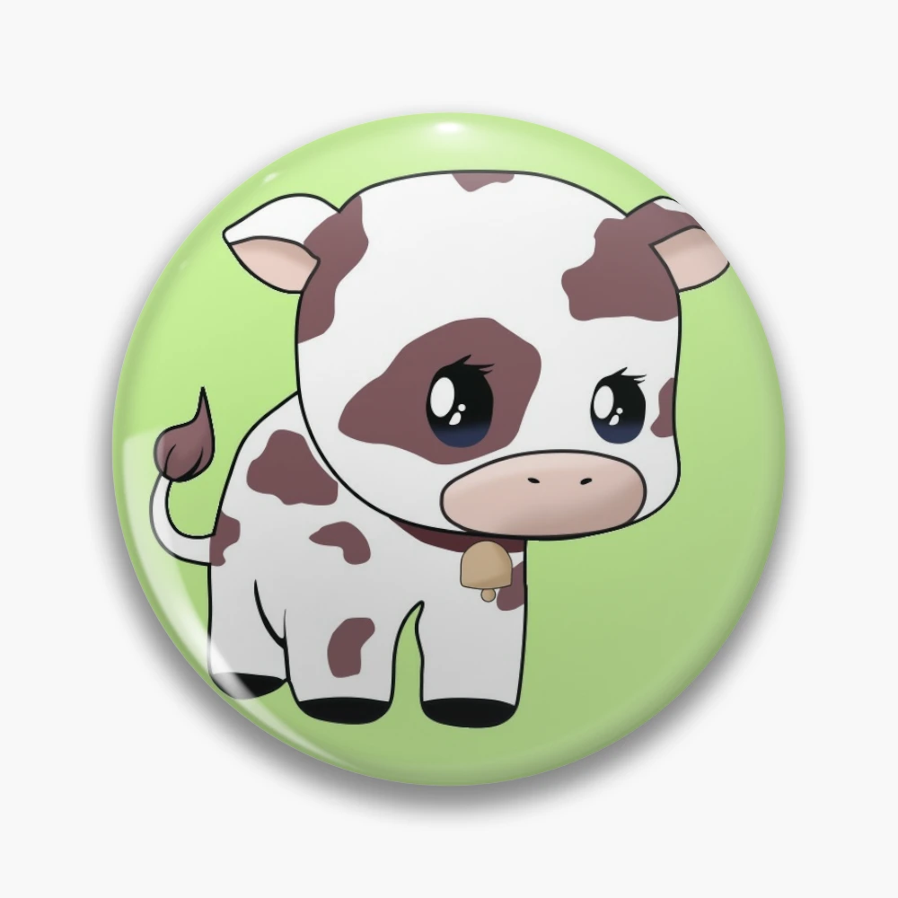Cow Sleeping on Moon Badge, Cute Cow Badge, Farm Love Badge, Farm