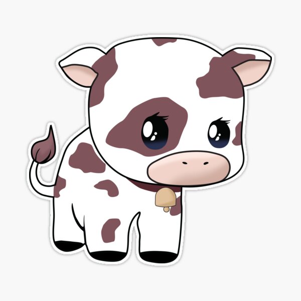 Cute cow cartoon with landscape background Vector Image