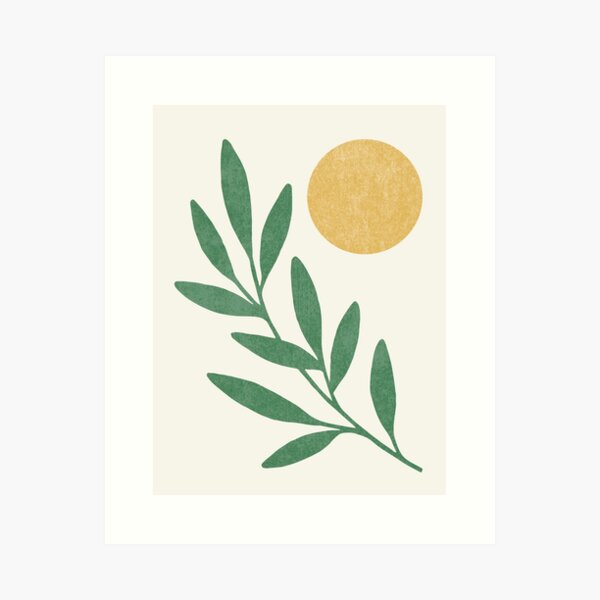 Leaf Sun - Gold Green Art Print