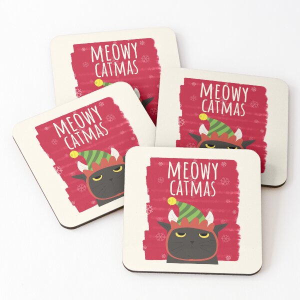 Item preview, Meowy Catmas Christmas Christmask Festive Black And White Elf Hat Cat  designed and sold by Sunny Collections.