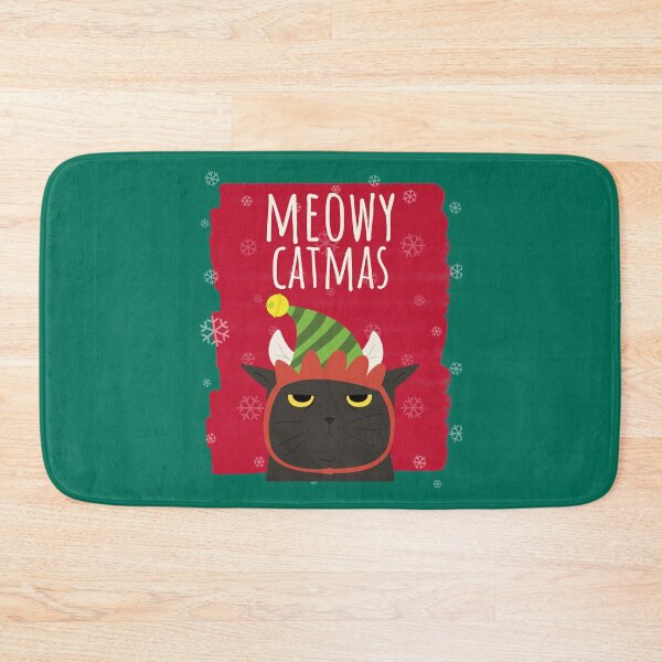 Item preview, Meowy Catmas Christmas Christmask Festive Black And White Elf Hat Cat Green designed and sold by Sunny Collections.