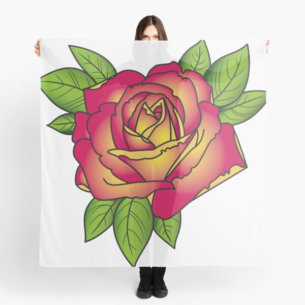 Rose tattoo - pink and yellow Scarf