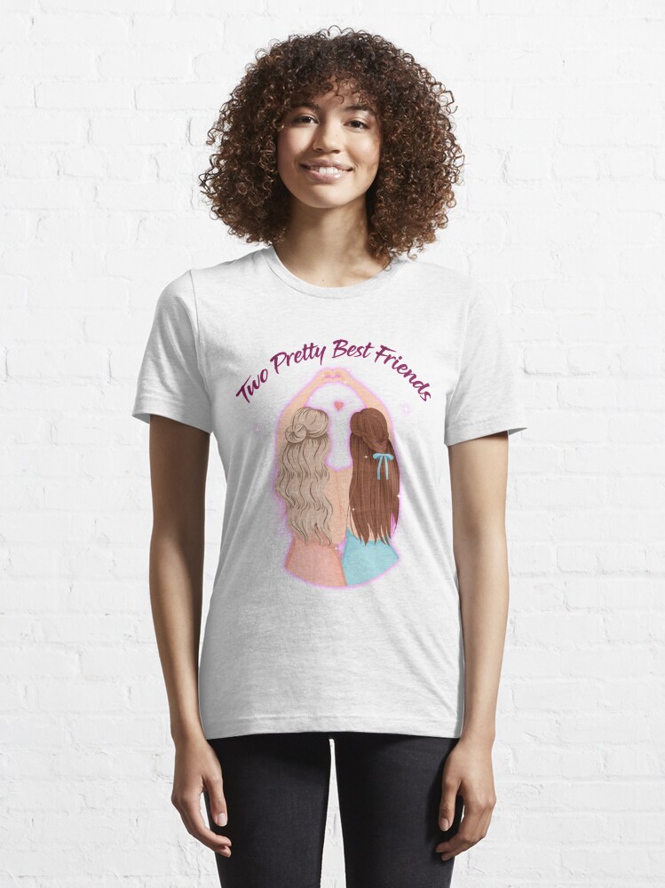 Two pretty best friends girls make heart with their hand pretty hair friendship" Essential T-Shirt by Rachidsolution | Redbubble
