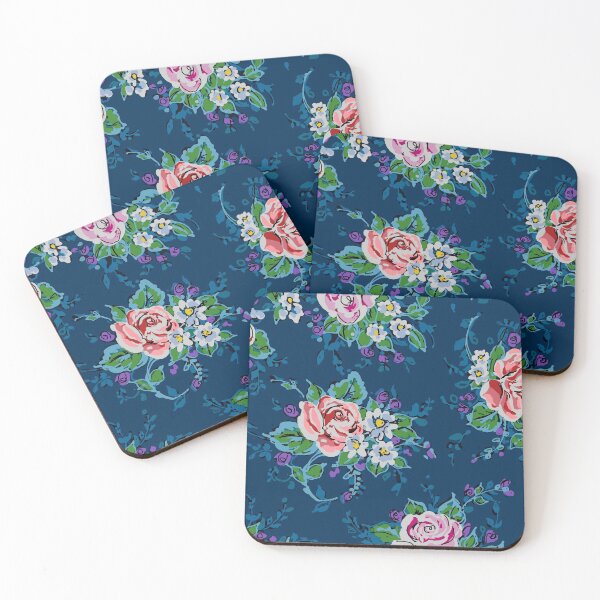 Item preview, Retro Batik Roses on Navy Ground designed and sold by Leslie Rogers Todder.