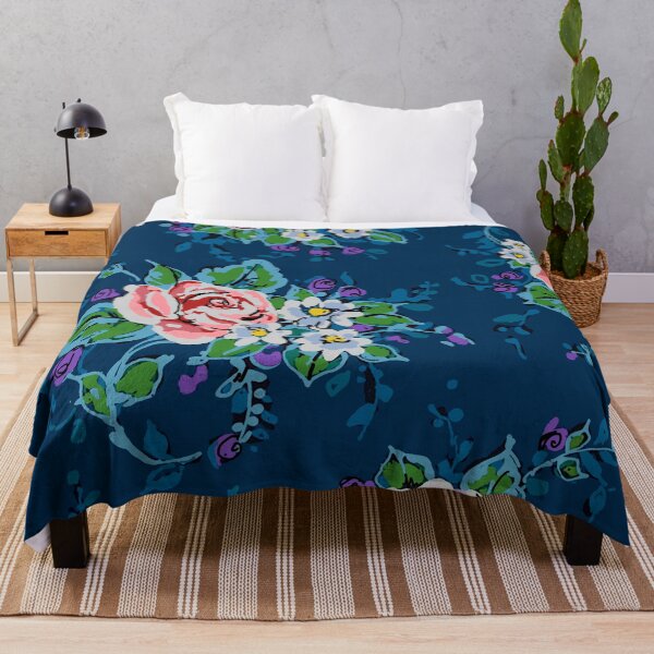 Item preview, Retro Batik Roses on Navy Ground designed and sold by Leslie Rogers Todder.