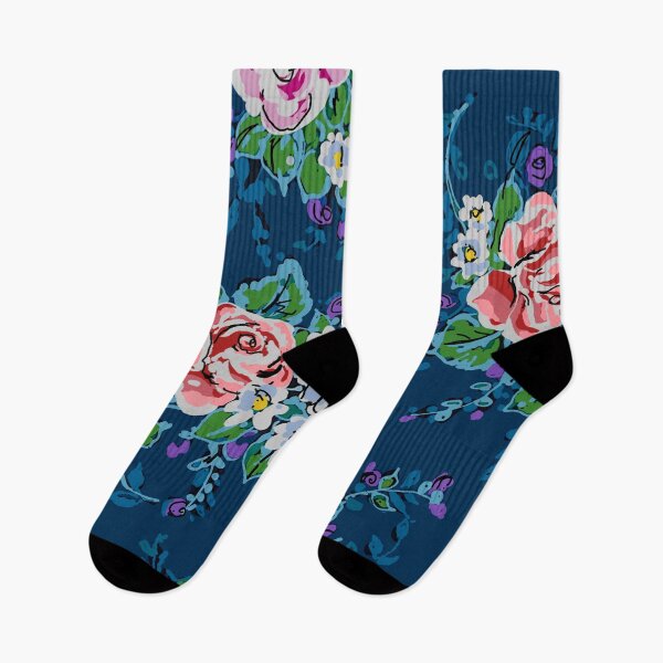Item preview, Retro Batik Roses on Navy Ground designed and sold by Leslie Rogers Todder.