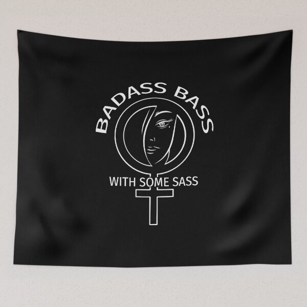 Item preview, Badass Bass with Some Sass. Female Pictogram Bass Guitarist designed and sold by GuitarSwitch.