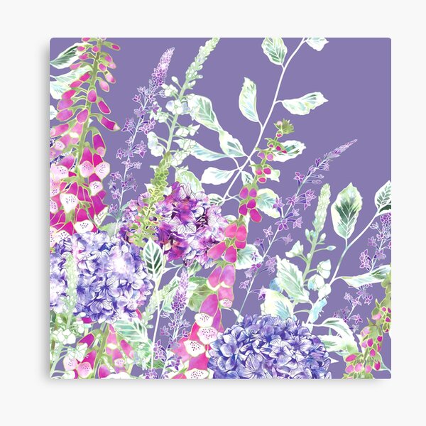 Pink Foxgloves & Hydrangeas Canvas Print