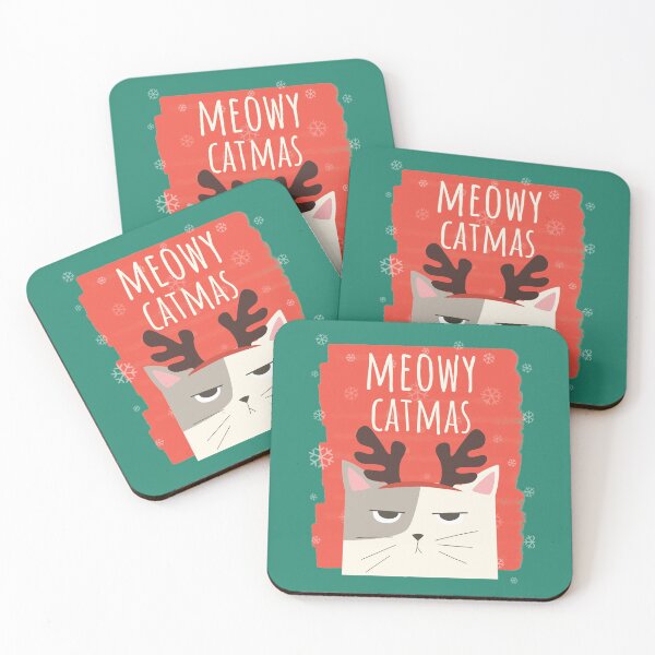 Item preview, Meowy Catmas Christmas Christmask Festive Antlers Cat Green designed and sold by Sunny Collections.