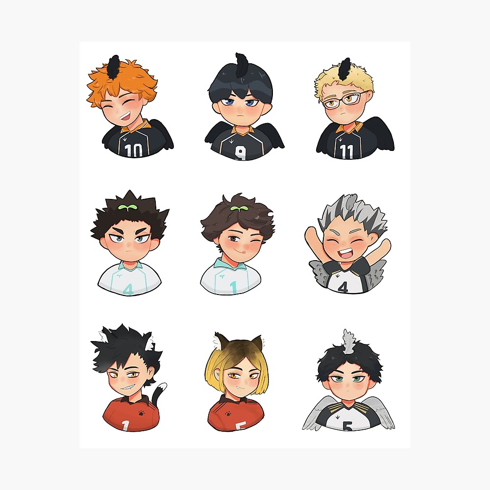 haikyuu sticker set chibi v2 metal print for sale by camcamchong redbubble