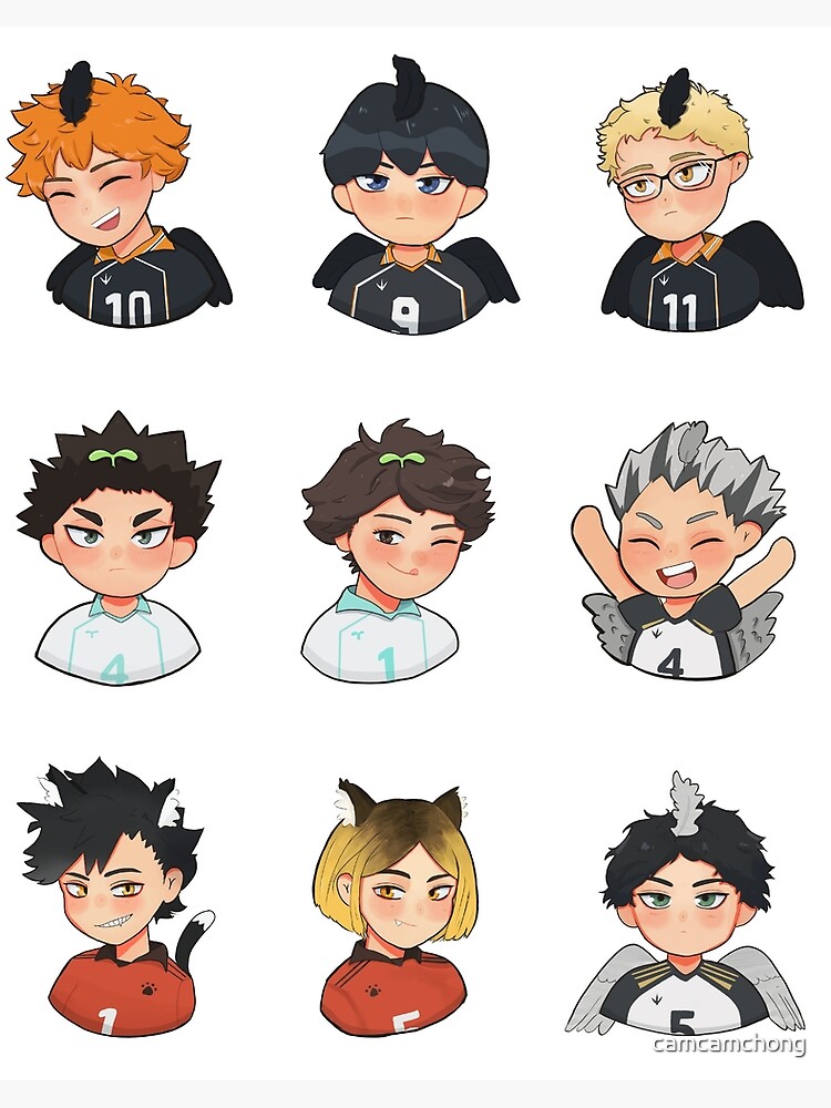 haikyuu sticker set chibi v2 art board print by camcamchong redbubble