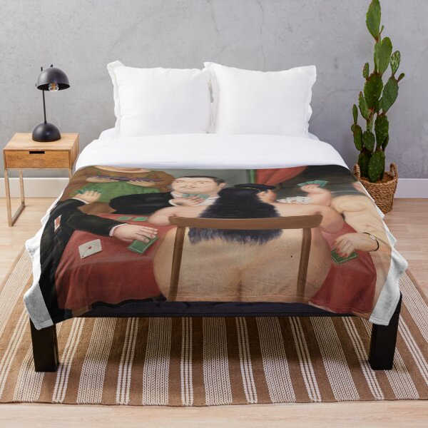 Fernando Botero - Card Players - Exhibition Poster Throw Blanket
