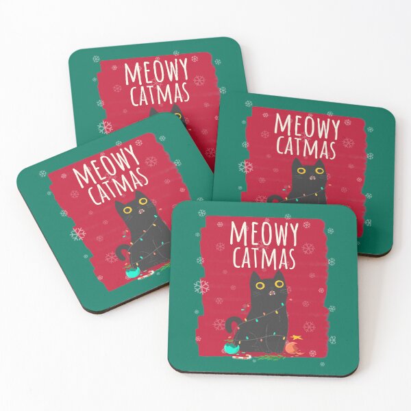 Item preview, Meowy Catmas Christmas Christmask Lights Funny Festive Cat Green designed and sold by Sunny Collections.