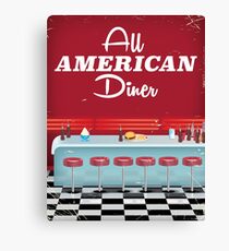 All American Diner Retro Poster Canvas Print