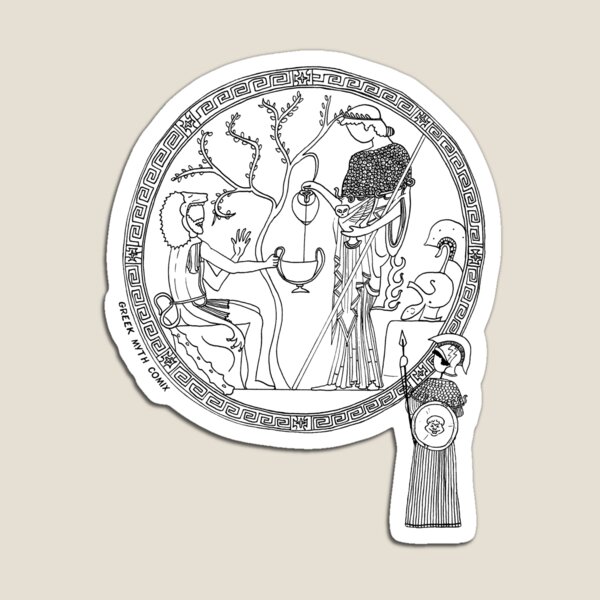 Greek Myth Comix - Athene and Heracles roundel Magnet
