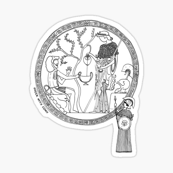 Greek Myth Comix - Athene and Heracles roundel Sticker