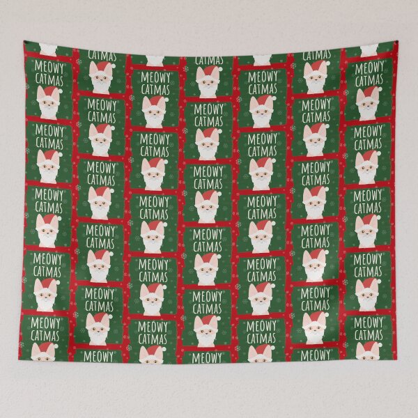 Item preview, Meowy Christmas Christmask Bald Sphynx Cat Santa Hat Festive Cat Red designed and sold by Sunny Collections.