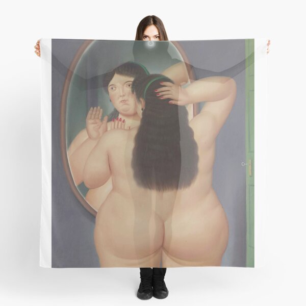 Fernando Botero - Woman in front of a Mirror - Exhibition Poster Scarf