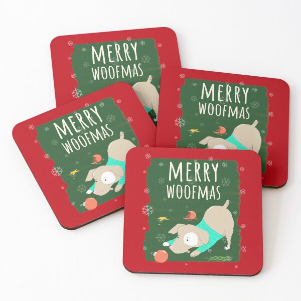 Item preview, Merry Woofmas Christmas Festive Baubles Scene Dog Red designed and sold by Sunny Collections.