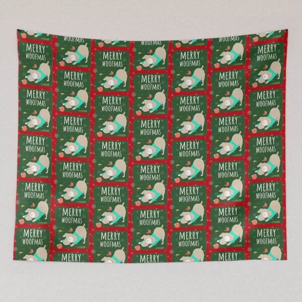 Item preview, Merry Woofmas Christmas Festive Baubles Scene Dog Red designed and sold by Sunny Collections.