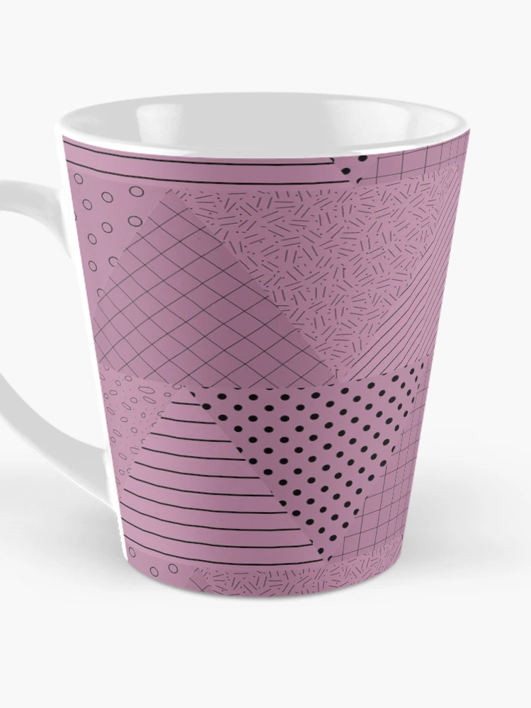 Thumbnail 3 of 4, Coffee Mug, Textured Triangles Geometric Pattern – Fuchsia designed and sold by RoguePatterns.