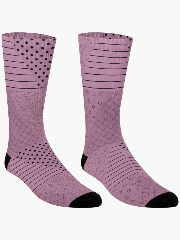 Thumbnail 3 of 5, Socks, Textured Triangles Geometric Pattern – Fuchsia designed and sold by RoguePatterns.