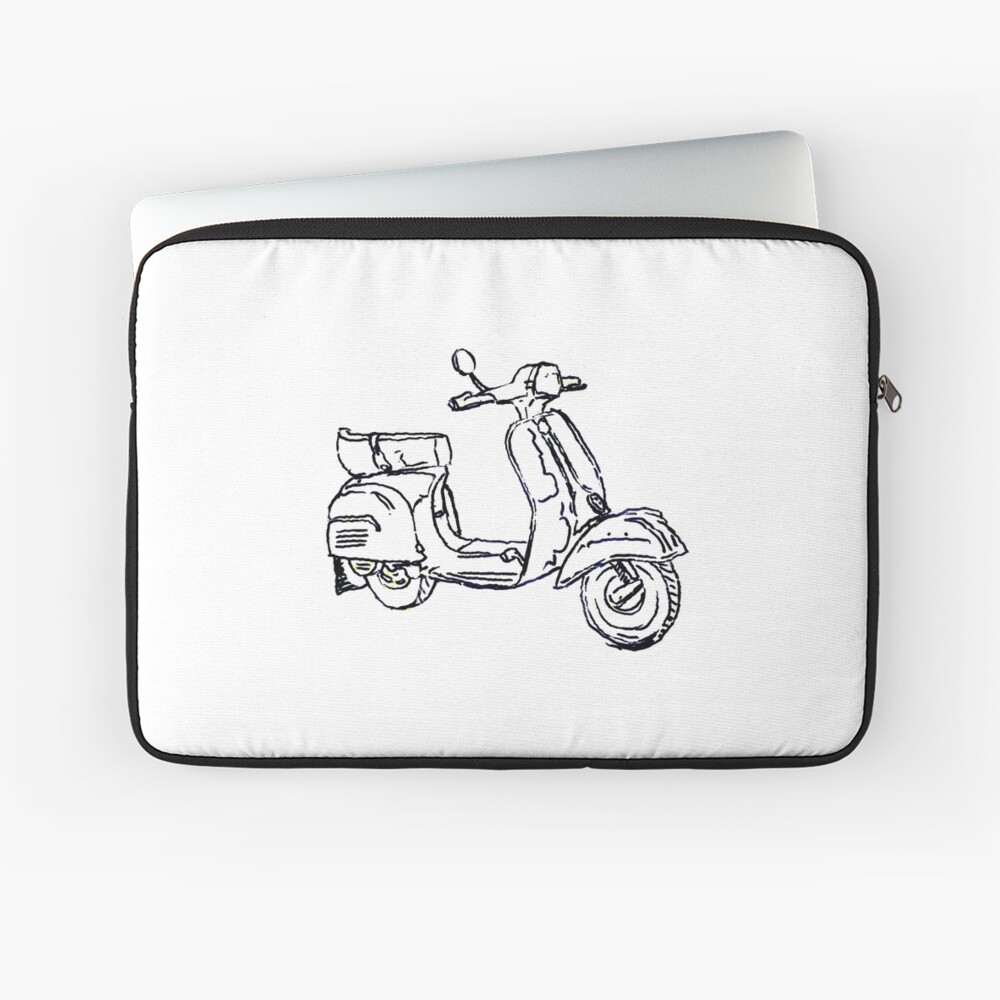 Vespa Bajaj Piaggio Scooter Pen Drawing Laptop Sleeve By Rooosterboy Redbubble