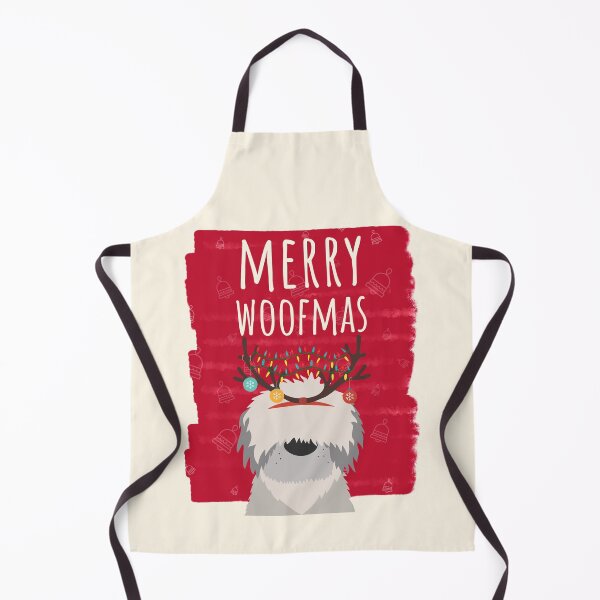 Item preview, Merry Woofmas Christmas Lights Festive Baubles Scene Dog Red Cream designed and sold by Sunny Collections.