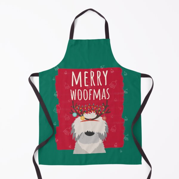 Item preview, Merry Woofmas Christmas Lights Festive Baubles Scene Dog Green Cream designed and sold by Sunny Collections.